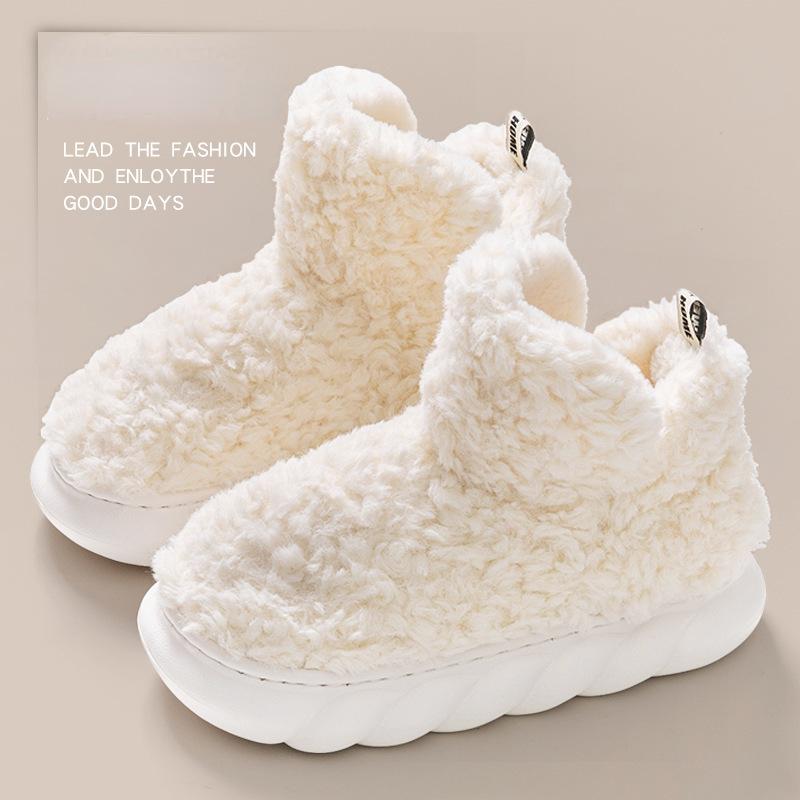 Women Men Home Slippers Warm Winter Furry Soft Plush Non Slip Bedroom Slides Indoor Ankle Boots Comfortable