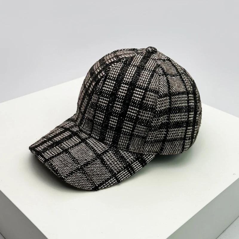 Baseball Purpose All Use Multi Cloth Woolen Warm Women  Men Her Him For Fresh Winter Autumn Fall Caps Cotton Fashion Casual Retro Check British