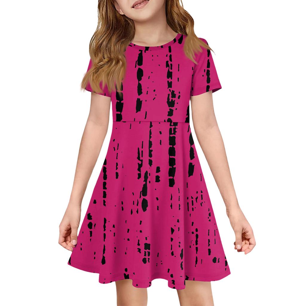 Mädchen Sommerkleid Farbe & Muster Kurzarmkleid Mit Tasche Freizeitkleid Kurze Ärmel Partykleid Ostertag