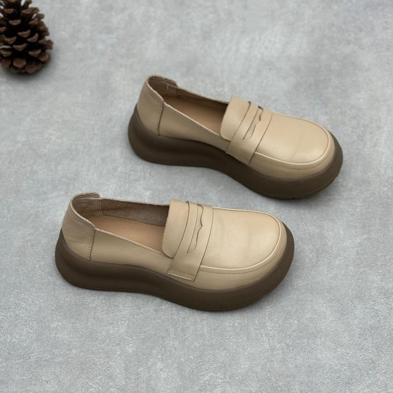 Loafers Black Leather Shoes Soft Soled Casual Women's Shoes with Soft Soles