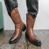 Men's Handmade Cowboy Boots for Men Genuine Leather Retro Western Boots with Pointed Toe for Riding, Horseback, Country Style