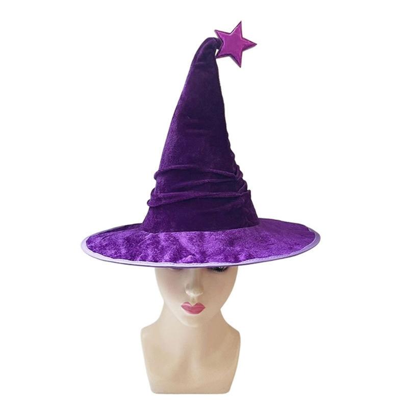 Elegant Witch Hat Soft And Nonwoven Fabric Folded Design Wizard Hat For Halloween Costumes Parties Hats 2pcs