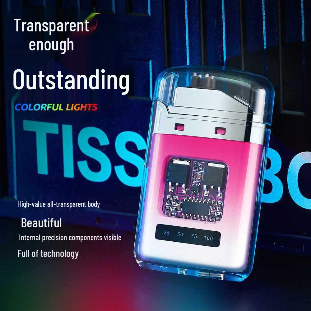 Transparent Gradient Electronic Pulse Windproof Double Arc Lighter Gift