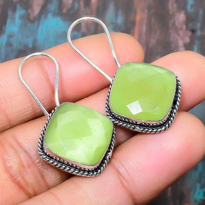 Bellissimo orecchino in argento sterling 925 con pietra preziosa verde Monalisa fatta a mano