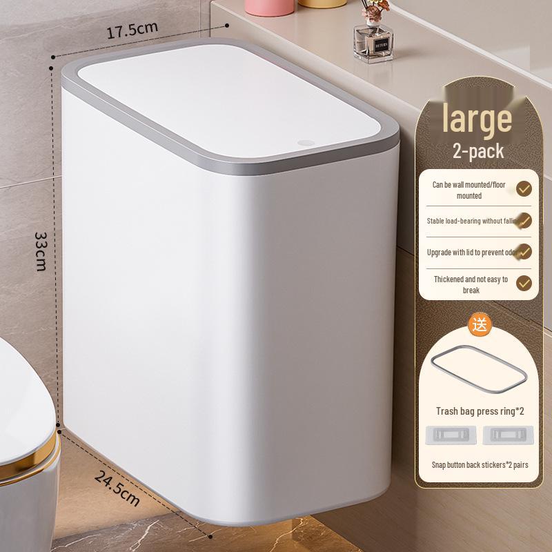 2024 Wall-Mounted Trash Can with Lid for Narrow Spaces - Perfect for Bathroom, Kitchen, or Living Room