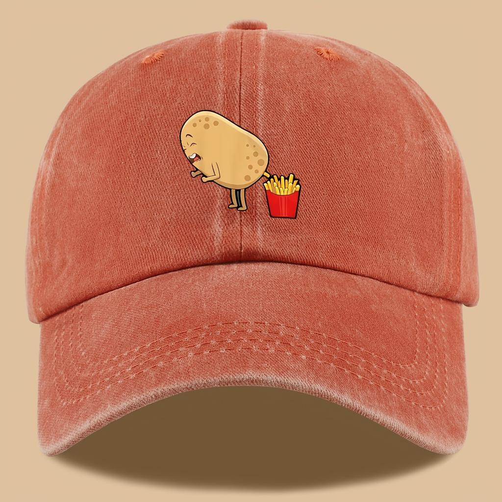 Humorous Potato Chip Printed Baseball Cap, Casual Outdoor Hat Suitable for Holiday Parties, Birthdays, Friends, Cartoon Design