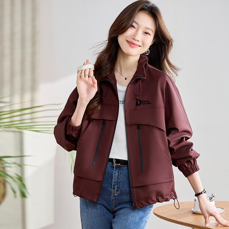 Spring and Autumn New Small Large Size Short Windbreaker Fashion Casual Tooling Top Jacket Women