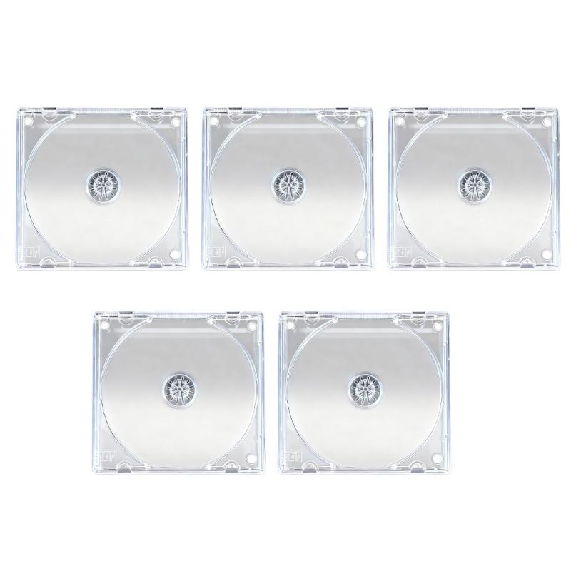 5pcs Transparent PP Slim CDs DVDs Case Holds 2 Discs Protective Storage Case For Home Office Use Scratchproof Organizers 1