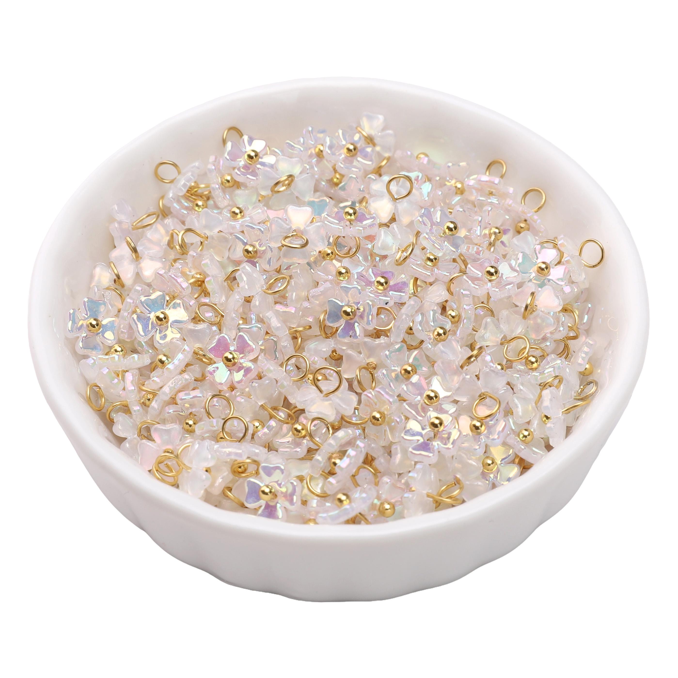 

Акриловая имитация жемчуга Шарм-подвеска в виде цветка с четырьмя лепестками для аксессуаров для изготовления ювелирных изделий 7mm чистый