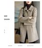 Women's Slim Fit Wool Coat - Coffee Color, Thickened Korean Style for Autumn/Winter 2025, Medium To Long Length