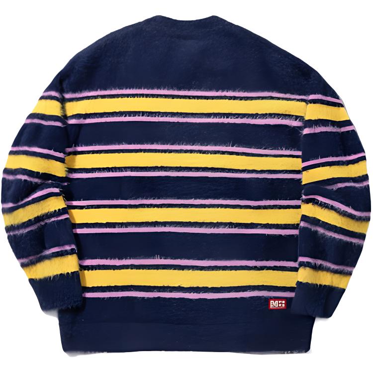 Li Ning X MEDM Denní Pokrok Společná Kolekce Sportovní Volnočasová Jednoduchý Pruhovaný Barevný Blok Kulatý Výstřih Pulovr Volný Pletený Svetr AMBV297-5