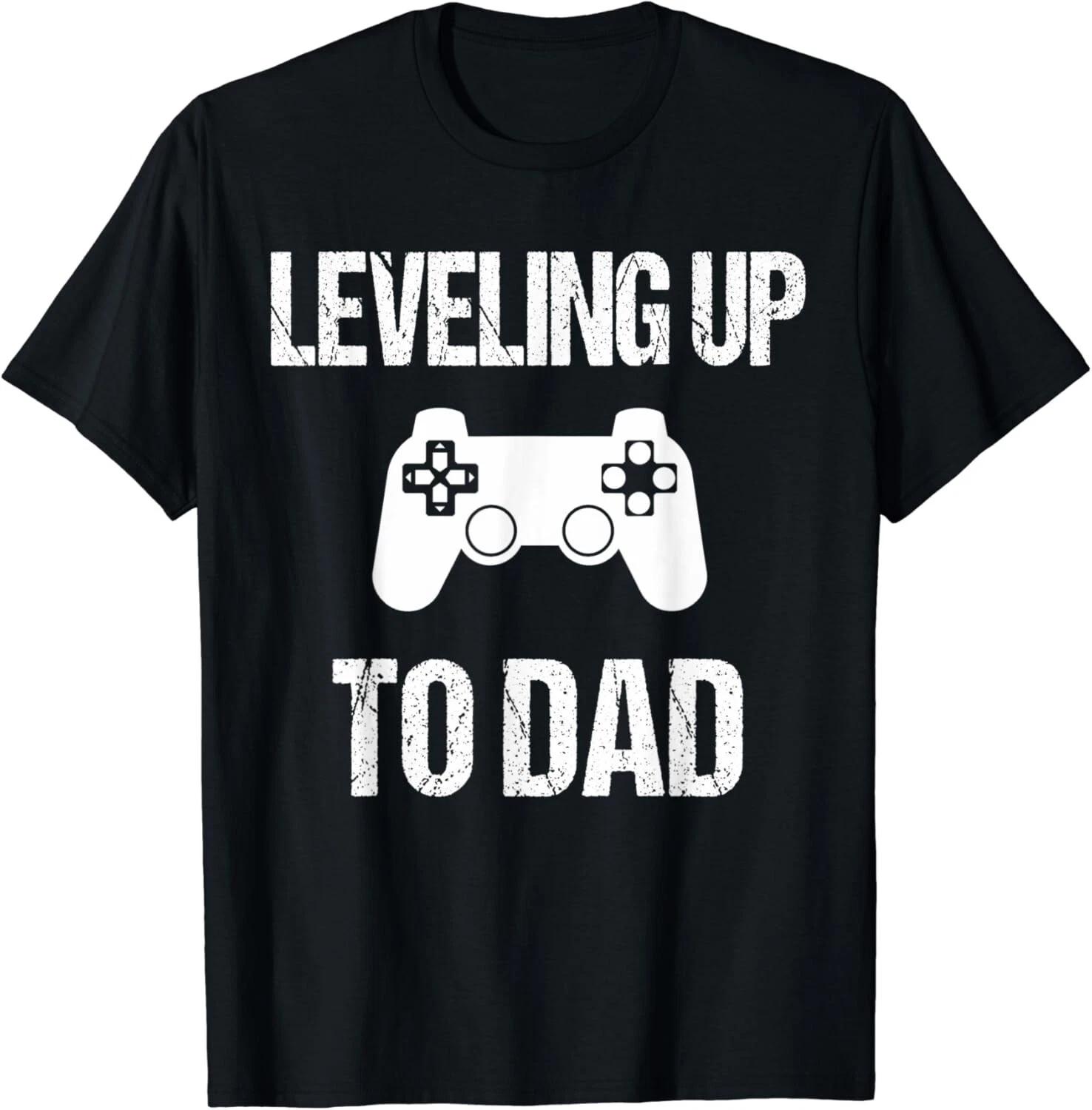 Leveling Up To Dad - Dad Pregnancy Announcement Gift Unisex T-Shirt L