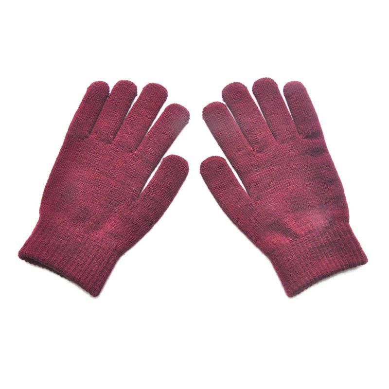 Thick Plush Knitted Wool Gloves for Men & Women - Winter Warm Solid Color Cycling Gloves