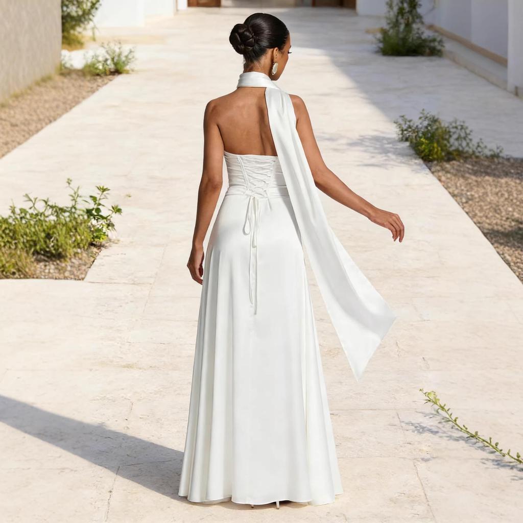 2026 European & American Women's Sexy Slimming Bodycon Backless Bandeau Waist-Cinching Evening Long Dress
