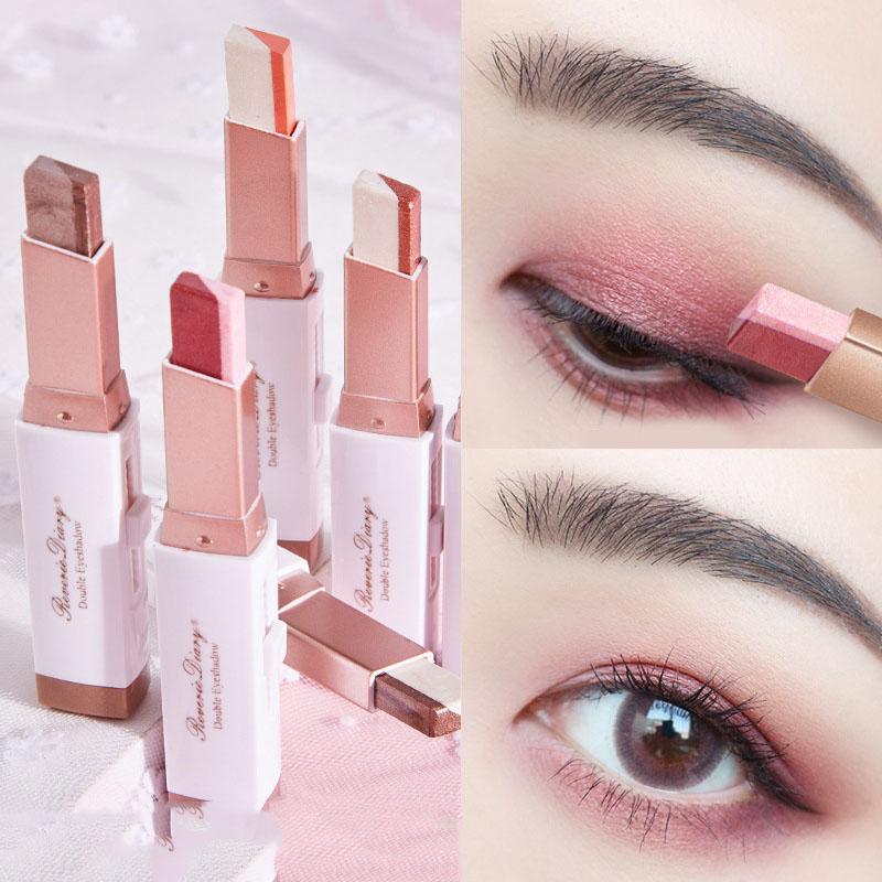 Double Color Glitter Eye Shadow Stick Pencil Eyeshadow Makeup Waterproof Bicolor Shimmer Cosmetics Beauty Makeup Tool