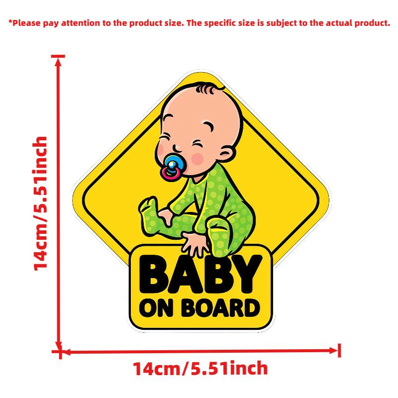 Cute Baby On Board Car Sticker - Yellow Diamond Shape Pacifier Infant Design, Waterproof Vinyl Decal, Car Safety Reminder Decor
