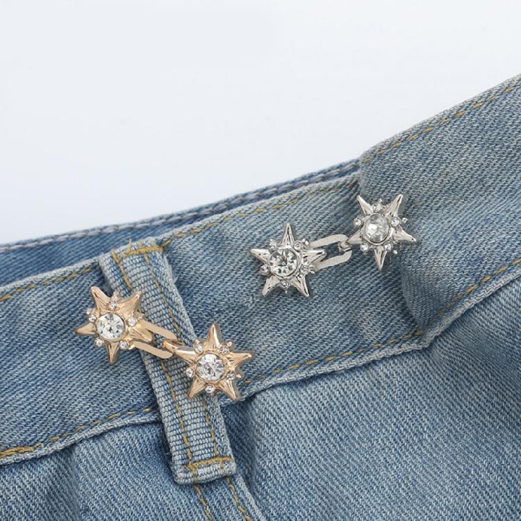 4 Pairs Star Jeans Button Pins No Sewing Required Trousers Waist Tightener Waist Buckles Trouser Button Pins