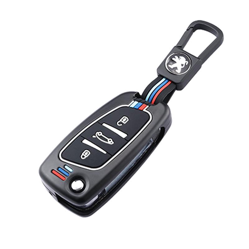 Dongfeng Peugeot Key Case for Models 207, 301, 308, 408, 508, and 3008 with Logo.