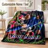 Blue Lock Custom Name Flannel Throw Blanket Soft Warm for Sofa Bed Indoor Home Use