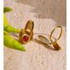 Eetit Red Agate Stone Shell Geometric Golden Ring Rust Proof PVD Plated Stainless Steel Chic Trendy Jewelry Wholesale