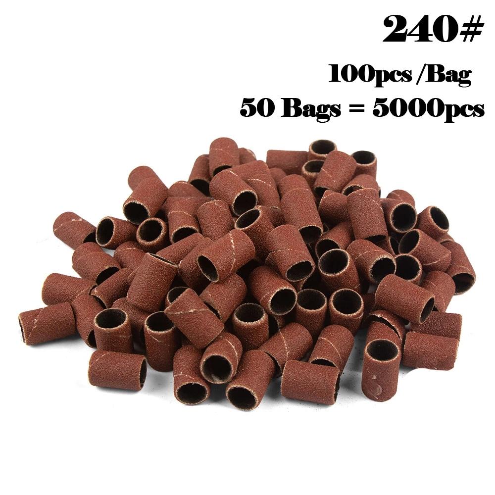 5000pcs Nail Art Sanding Bands 80# 120# 180# 240 Grinder Band for Manicure Drill Machine Removing Gel Varnish Pedicure