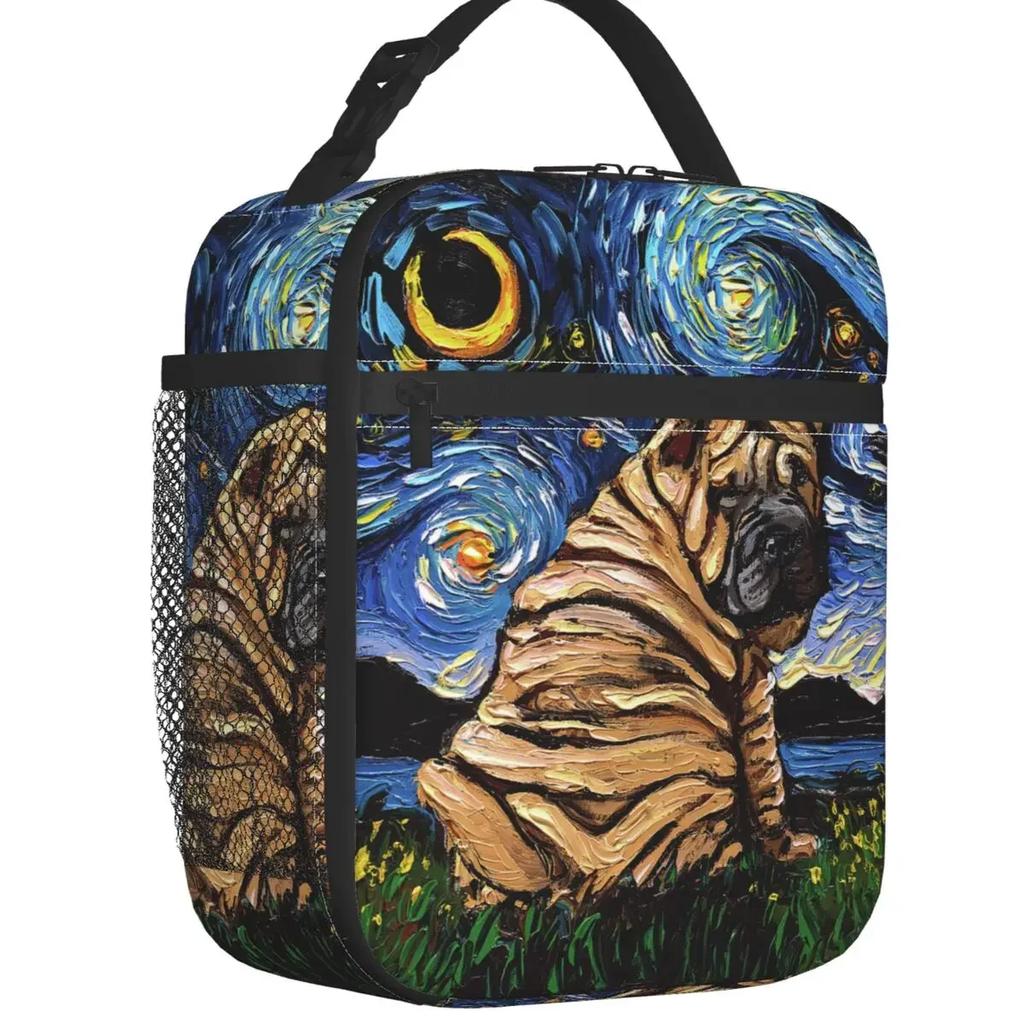 Night Saint Bernard Dog Lunch Bag Women Cooler Thermal Insulated Lunch Box for Kids School Children