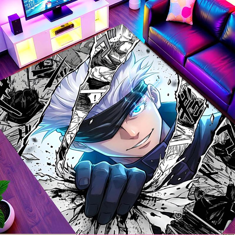 Jujutsu Kaisen Print Rug, Washable Floor Carpet, For Entryway Dorm Laundry Room Office Study, Home Decor Birthday Christmas Gift