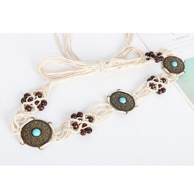 Women Shirt Waist Belt Vintage Bohemian Adjustable Braided Waist Belt with Tassels Women Dress Shirt Wide Waist Belt
