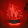 USB unicorn 3D night light, touch controlled 7 color changing ambient lights, bedroom desktop party decoration and gift lights.