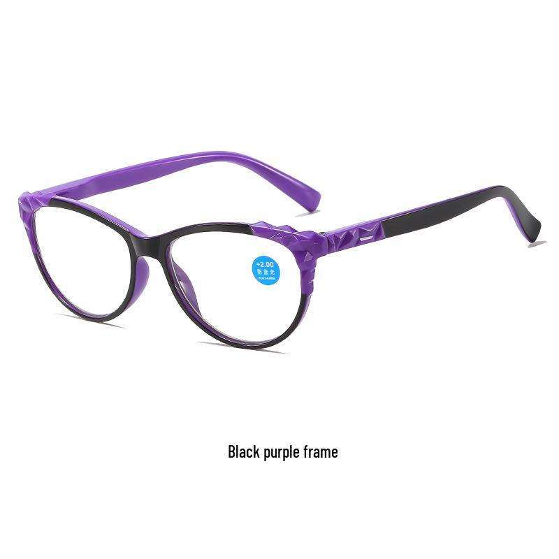 Retro Cat-Eye Blue Light Blocking Reading Glasses for Women, European & American Fashion, Spring Hinges, HD Prescription.