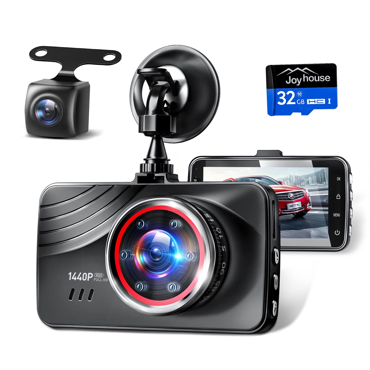 

Drive Recorder, Front and Rear Camera, 1440P Full HD, Parking Monitoring, Infrared Night Vision чёрный