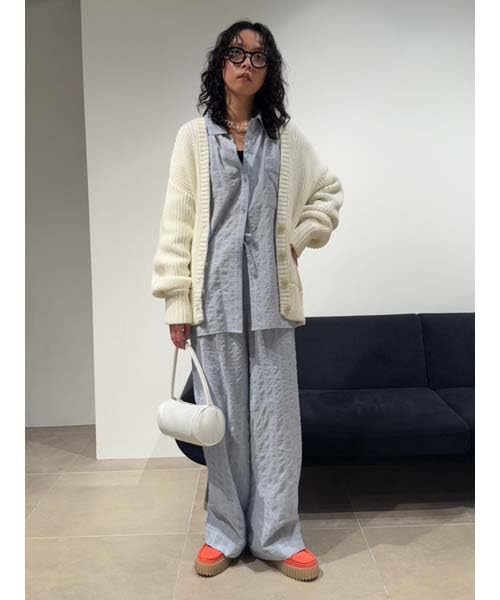 Emi 3G Single Rib Knit Cardigan 13WND251032OWHTF