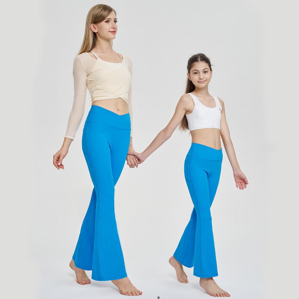 Large Size Parent-Child Flared Yoga Pants with Seamless Design for Running and Fitness