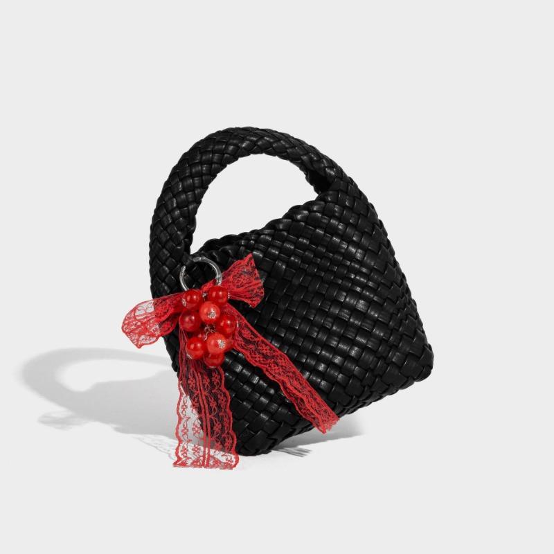 

Мини плетеная сумка нишевого дизайна, мотоциклетная сумка, модная и универсальная сумка-корзина для овощей чёрный