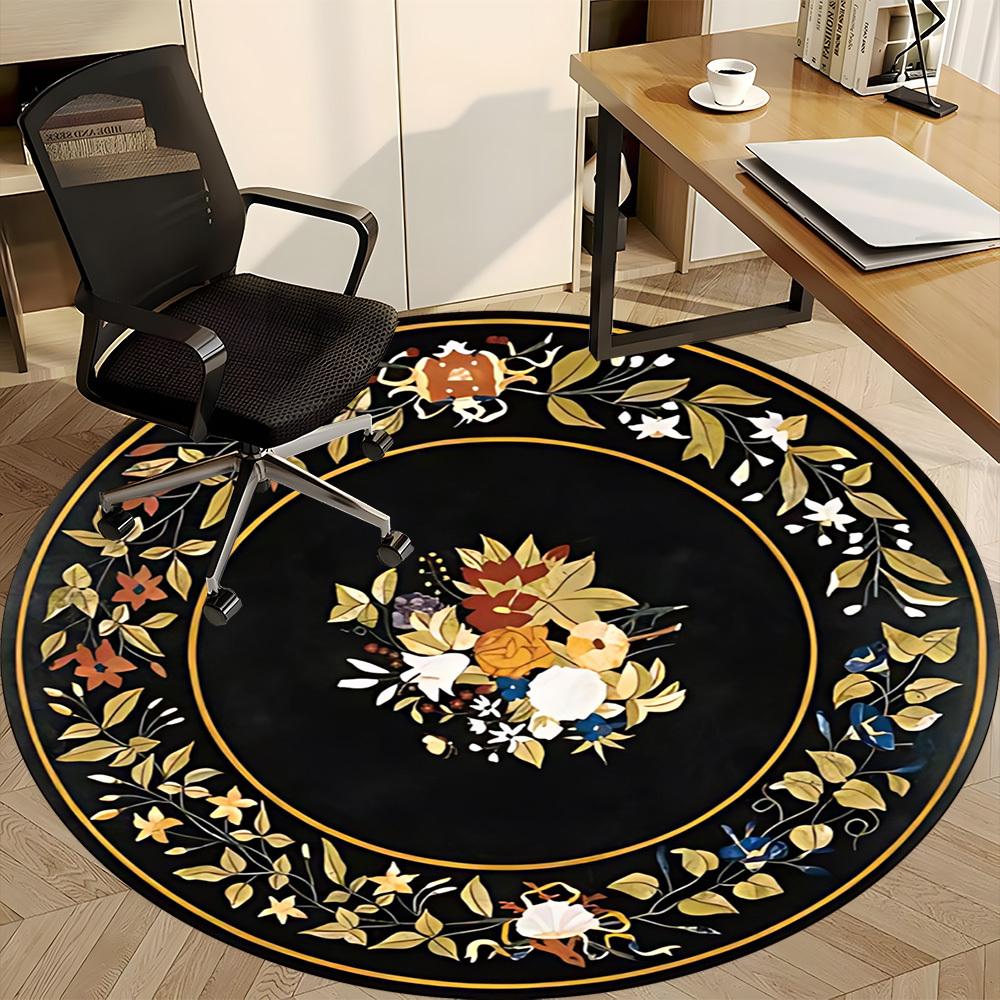1PC Floral Decorative Chair Carpet for Office Non-Slip, Lightweight, Machine Washable Rug for Office, Sleeping, Room - Holiday Decoryy251009085