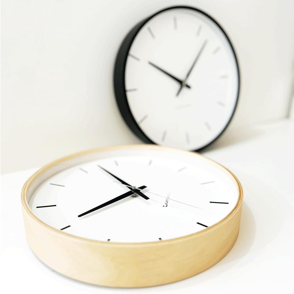 KATOMOKU Plywood Clock, Natural, km-49NA, Wall Clock with Continuous Second Hand, 30.4cm Diameter (quartz Clock)