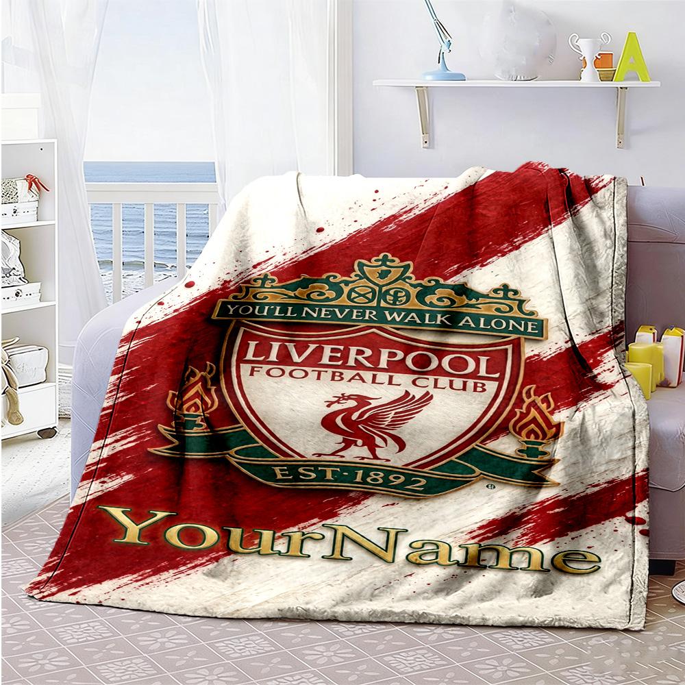 Liverpool Personalized Text Blanket Cozy Personalized Blanket Soft & Cozy Throw For Nap Livingroom Couch Picnics Ideal for All Seasons