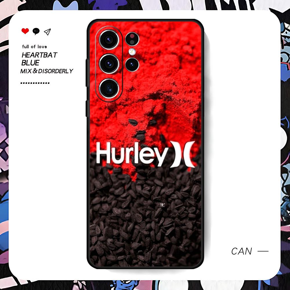 Hot Brand Hurley Phone Case For Samsung Galaxy S26 S25 S24 S23 S22 S21 S20 Plus Ultra Limited Soft Black