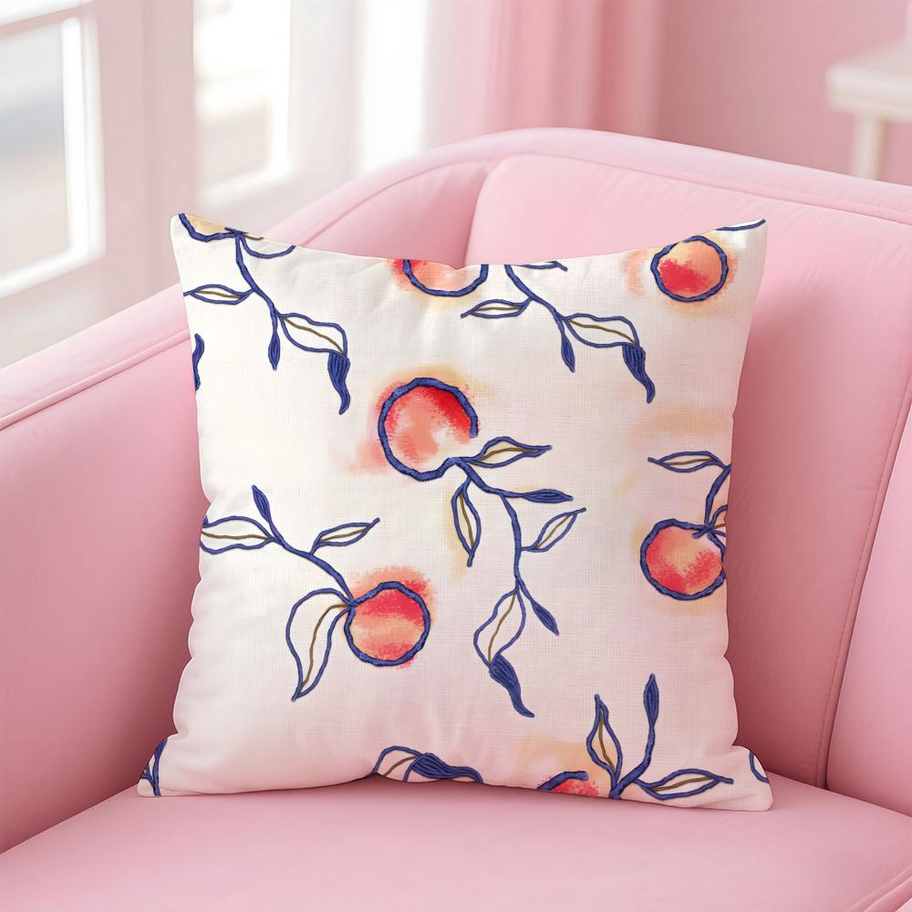 CUTE Handpainted cherries Cushion Cover Pillow Case Soft Skin Friendly Fabric  Concealed Zipper