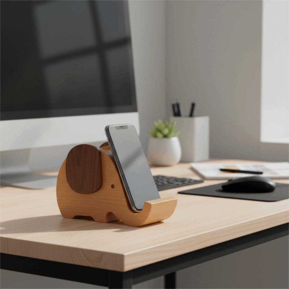 Wooden Craft Wooden Elephant Desk Organizer Creative Design Desktop Storage Box Study
