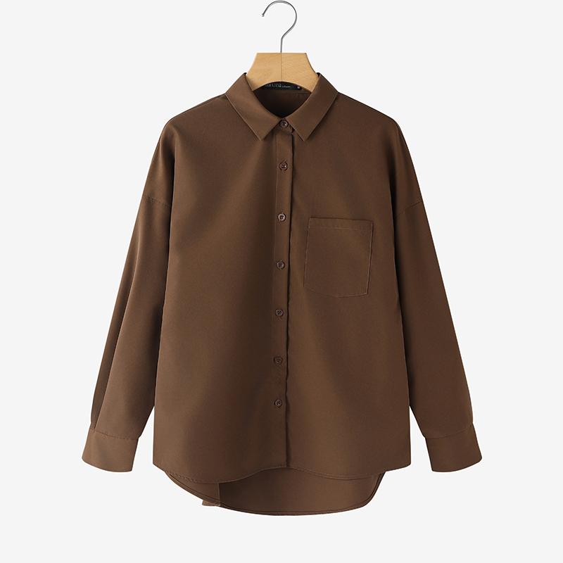 ZANZEA Women Casual Turn Down Collar Long Sleeve Loose Blouse