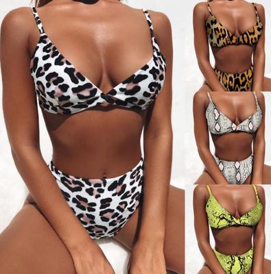 Women Bandage Bikini Set Push-up Leopard Print High Waist Beach Swimsuit Two Bathing Suit