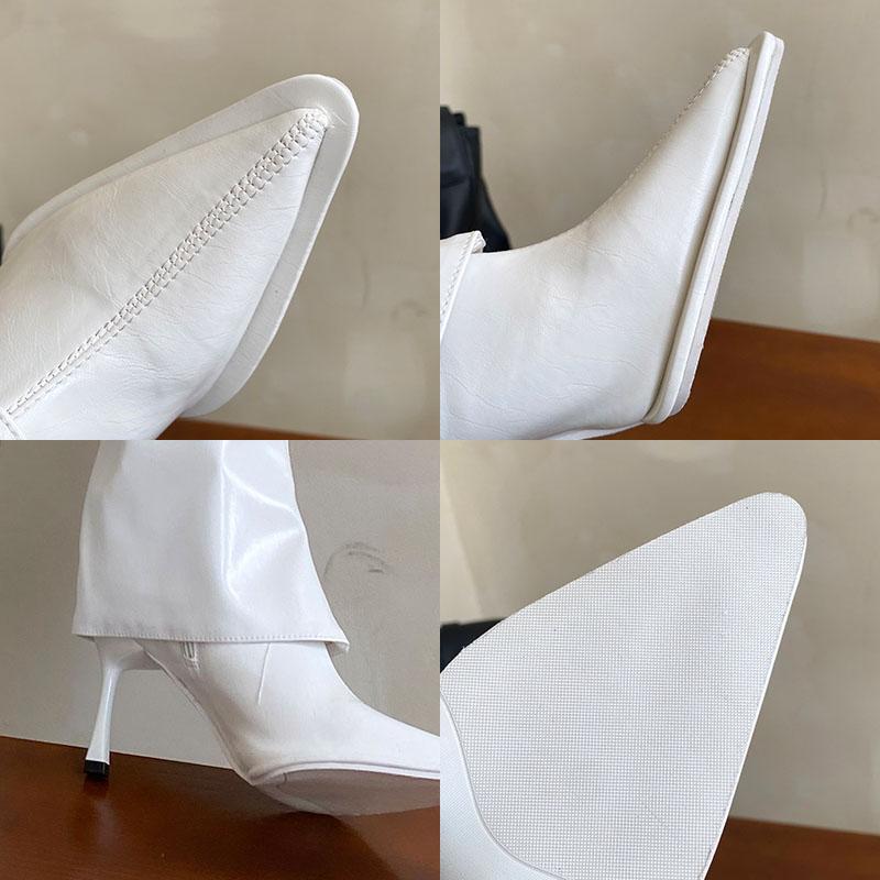 Fashion Pointed Toe Ladies Long Modern Boots Female Pumps Shoes Fashion Slip On Women Knee High Boots With Thin Heels Shoes