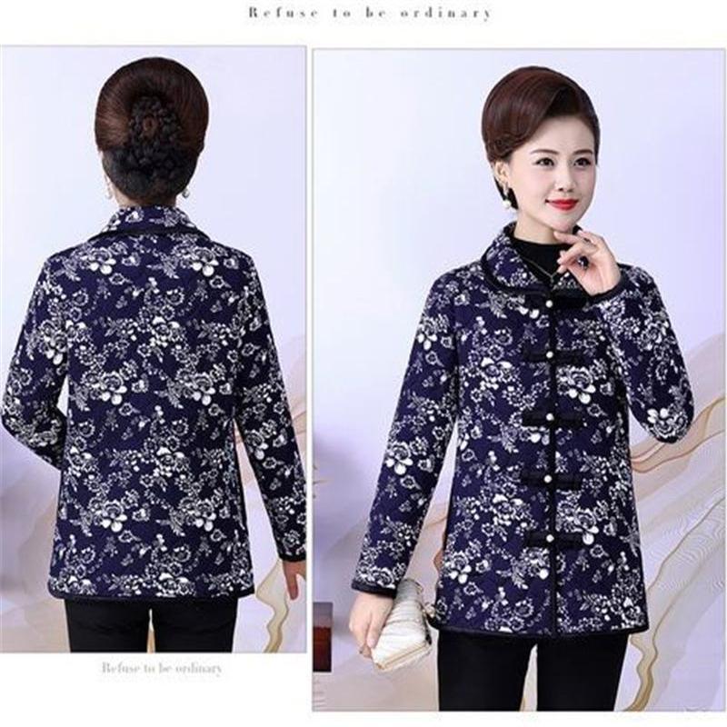 Mother's Cotton Jacket Autumn Winter 50 Years Old 60 Years Old Middle-Aged Old Women's Gold Velvet Cotton Coat Thickened Cotton