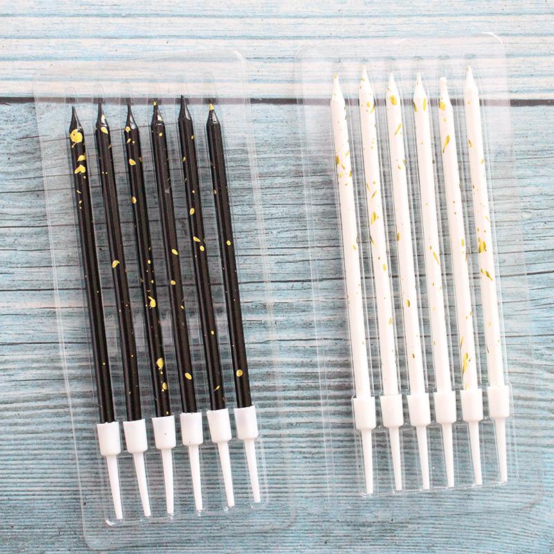 New Black Gold Platinum A8 Pencil Candles, Creative Party Long Pole Baking Decorative Box Candles