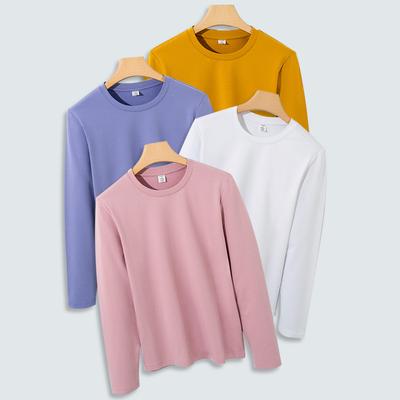Pure Cotton T-shirt for Women Long Sleeve Round Neck Thickened Cotton Inner Layer Casual Base Shirt Machine Washing Cotton T-shirt for Women