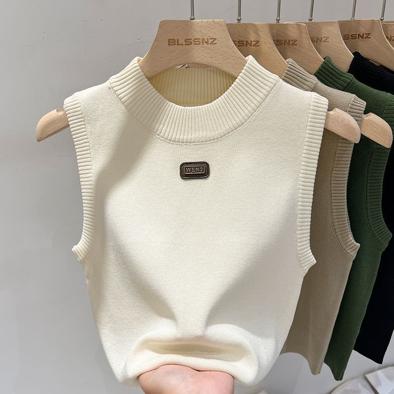 Slim Fitted Turtleneck Knitted Camisole Tank Top Women's Designed Base Layer Inner Wear Sleeveless Top Women's Summer