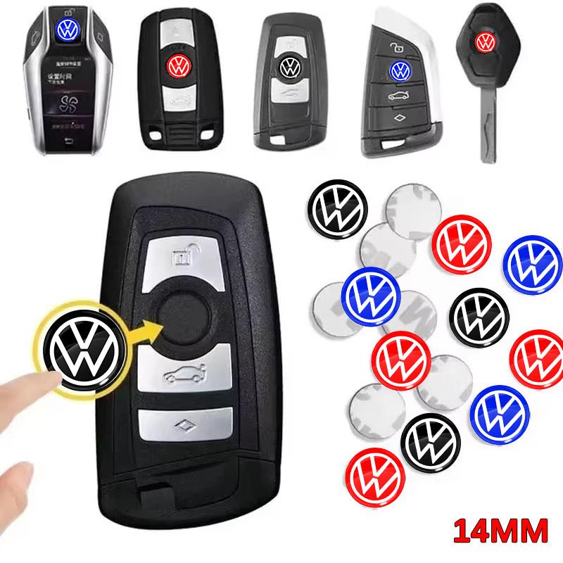14mm Car Key Emblem Stickers Auto Control Key Logo Accessories For Volkswagen B7 B6 B5 Golf 4 5 6 Polo Passat CC Jetta Mk6 Tiguan Gol Cross Fox Plus