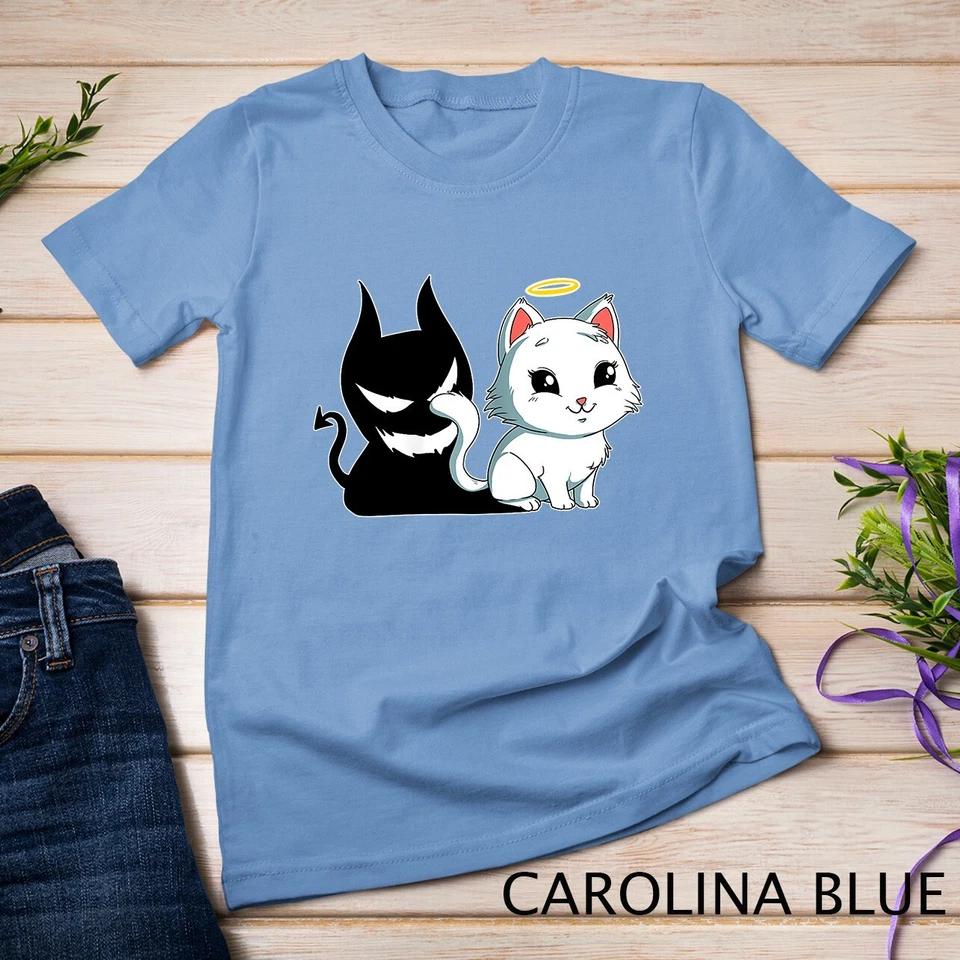 Funny Angel Devil Cat T-Shirt Sweet Dearly Kitty Demon Unisex T-shirt 3 S