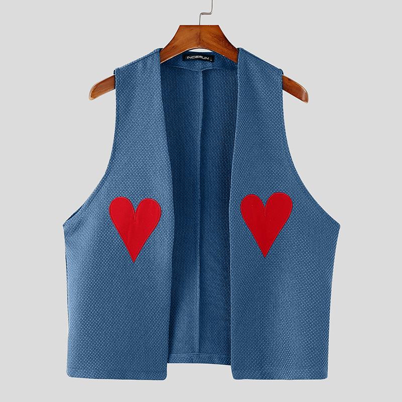 

INCERUN Мужской жилет без рукавов с принтом и открытой передней частью, текстурный жилет 3XL синий